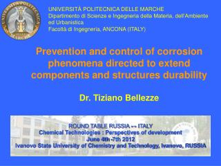 ROUND TABLE RUSSIA ↔ ITALY Chemical Technologies : Perspectives of development June 4th -7th 2012