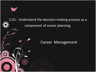 5.01: Understand the decision-making process as a component of career planning.