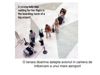 O t a nara doamna astepta avionul in camera de imbarcare a unui mare aeroport