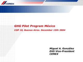 Miguel A. González EHS Vice-President CEMEX