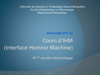 Cours d’IHM (Interface Homme Machine) 4 eme année informatique