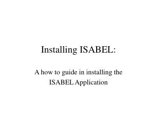 Installing ISABEL:
