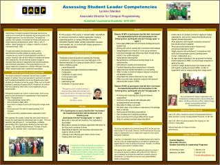 Assessing Student Leader Competencies Lynnae Stankus Associate Director for Campus Programming
