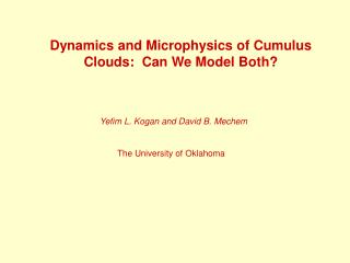 Dynamics and Microphysics of Cumulus Clouds: Can We Model Both?