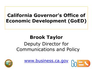 California Governor’s Office of Economic Development (GoED)