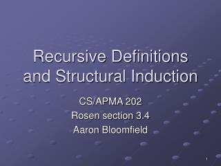 Recursive Definitions and Structural Induction