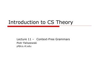 Introduction to CS Theory