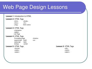 Web Page Design Lessons