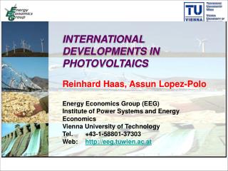 INTERNATIONAL DEVELOPMENTS IN PHOTOVOLTAICS Reinhard Haas, Assun Lopez-Polo