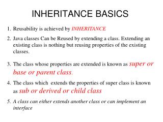 INHERITANCE BASICS