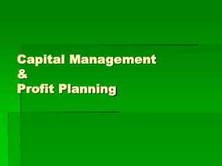 Capital Management &amp; Profit Planning