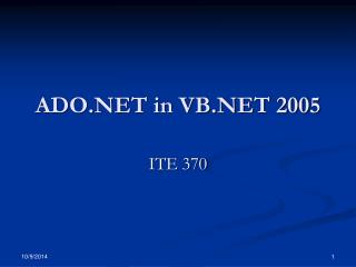 ADO.NET in VB.NET 2005