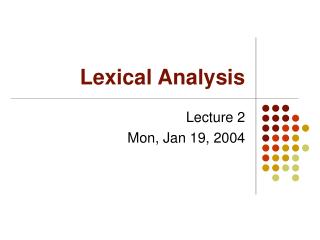 Lexical Analysis