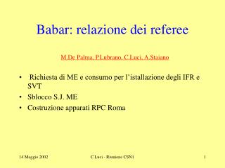 Babar: relazione dei referee