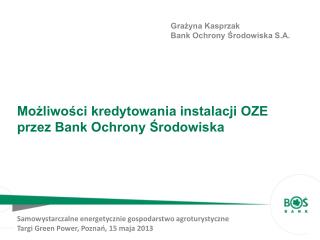 Możliwości kredytowania instalacji OZE przez Bank Ochrony Środowiska