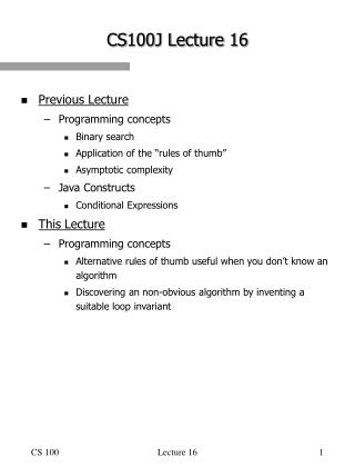 CS100J Lecture 16