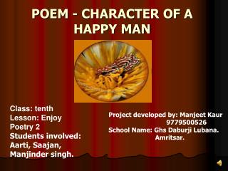 POEM - CHARACTER OF A HAPPY MAN