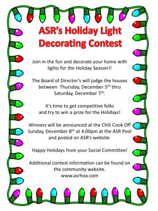 ASR’s Holiday Light Decorating Contest