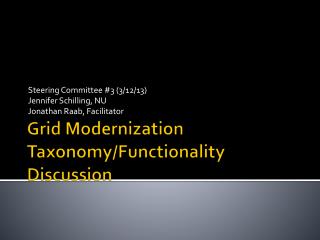 Grid Modernization Taxonomy/Functionality Discussion