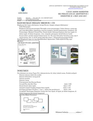 JURUSAN ARSITEKTUR - FAKULTAS TEKNIK SIPIL DAN PERENCANAAN 					UNIVERSITAS MERCU BUANA