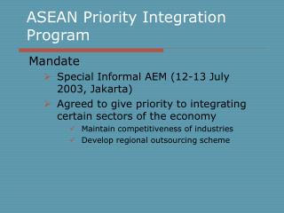 ASEAN Priority Integration Program