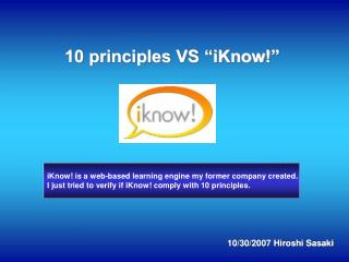 10 principles VS “iKnow!”