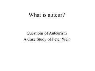 What is auteur?