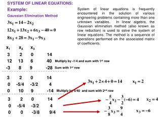 SYSTEM OF LINEAR EQUATIONS: