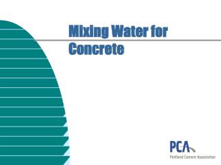 Mixing Water for Concrete