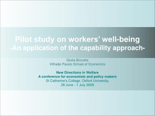 Pilot study on workers’ well-being -An application of the capability approach-