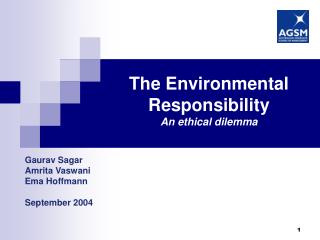 The Environmental Responsibility An ethical dilemma