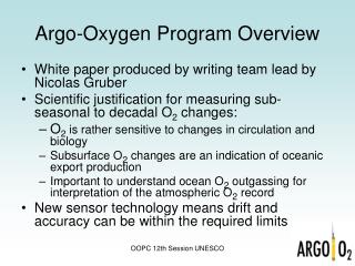 Argo-Oxygen Program Overview