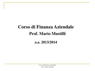 Corso di Finanza Aziendale