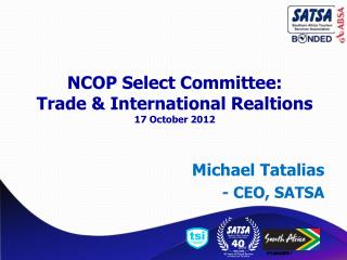 NCOP Select Committee: Trade &amp; International Realtions 17 October 2012