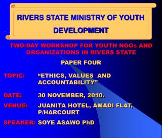 RIVERS STATE MINISTRY OF YOUTH DEVELOPMENT