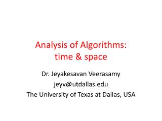Analysis of Algorithms: time &amp; space