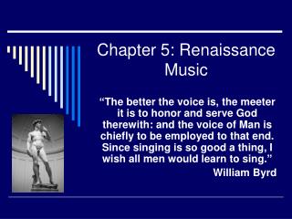 Chapter 5: Renaissance Music