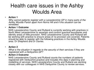 Health care issues in the Ashby Woulds Area