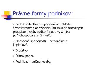 Právne formy podnikov: