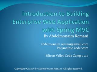 Introduction to Building Enterprise Web Application with Spring MVC