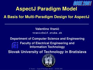 AspectJ Paradigm Model A Basis for Multi-Paradigm Design for AspectJ