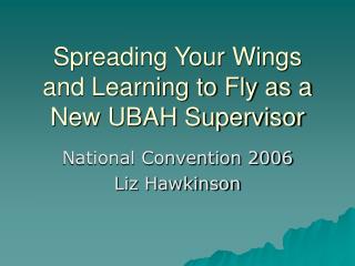 Spreading Your Wings and Learning to Fly as a New UBAH Supervisor