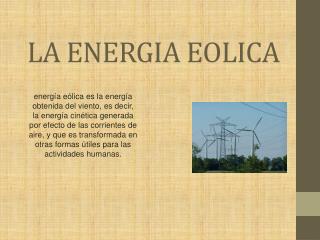 LA ENERGIA EOLICA