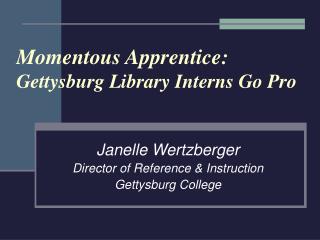 Momentous Apprentice: Gettysburg Library Interns Go Pro