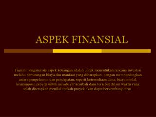 ASPEK FINANSIAL