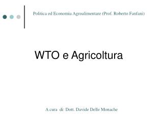 WTO e Agricoltura