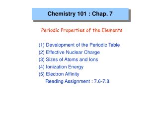Chemistry 101 : Chap. 7