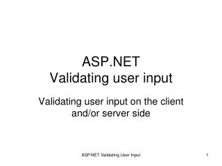 ASP.NET Validating user input