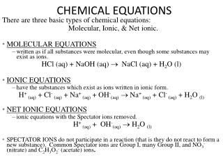 CHEMICAL EQUATIONS