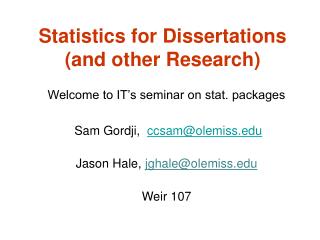 Statistics for Dissertations (and other Research)